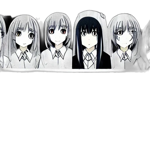 anime, 3d render, cartoon, concept art, monochrome, watamote, davinci transparent PNG cut-out