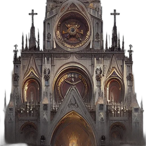 building, crown, sword, concept art, fantasy art, photorealistic, 3d render, fog transparent PNG cut-out