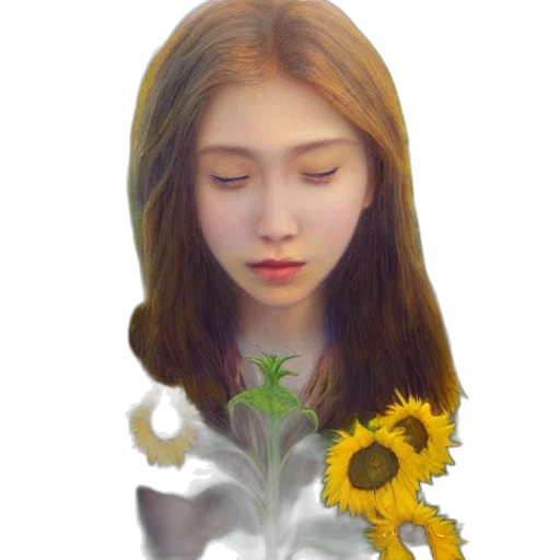 flower, face, crown, oil painting, photorealistic, fantasy art, watercolor, forest transparent PNG cut-out