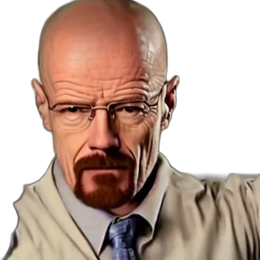 face, photorealistic, cartoon, 3d render, concept art, walter, white, hitting transparent PNG cut-out
