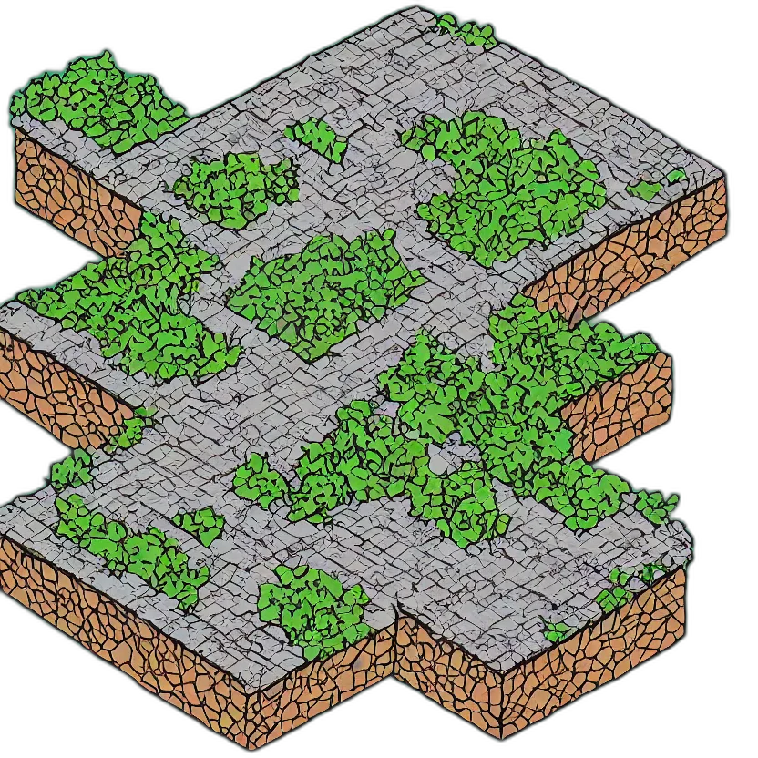 building, tree, furniture, crown, pixel art, 3d render, concept art, fantasy art transparent PNG cut-out