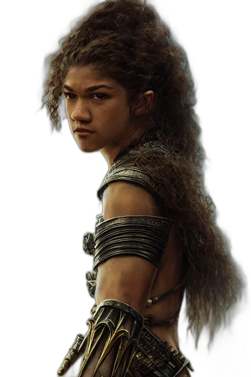 hair, dragon, face, staff transparent PNG cut-out