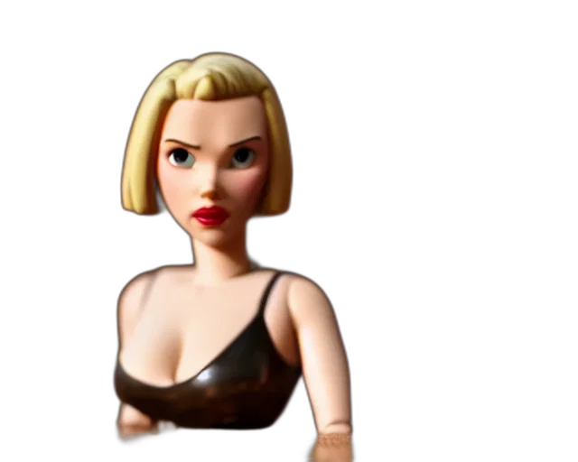 dress, 3d render, concept art, pixel art, photorealistic, scarlett, johansson, figurine transparent PNG cut-out