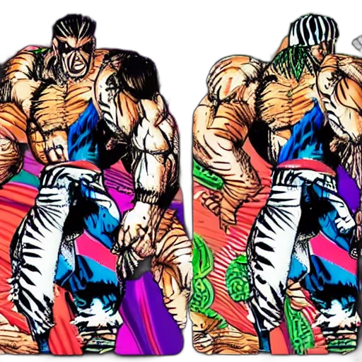 jacket, comic book art, concept art, vaporwave, zubaz, street, fighter transparent PNG cut-out