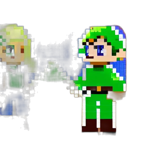 3d render, pixel art, concept art, fantasy art, green, monochrome, earth tones, blue transparent PNG cut-out
