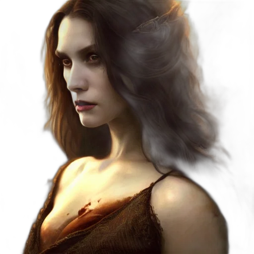 face, hair, dragon, dress, fantasy art, photorealistic, concept art, comic book art transparent PNG cut-out