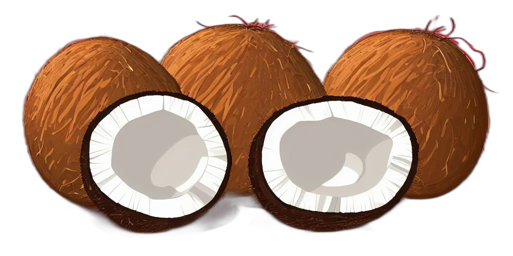 hair, mask, hat, food, 3d render, concept art, cartoon, coconut transparent PNG cut-out