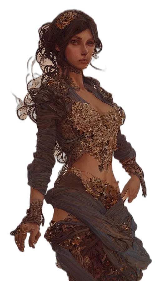 dress, staff, fantasy art, concept art transparent PNG cut-out