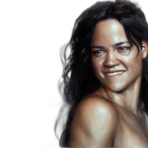 face, photorealistic, oil painting, fantasy art, concept art, photo, michelle, rodriguez transparent PNG cut-out