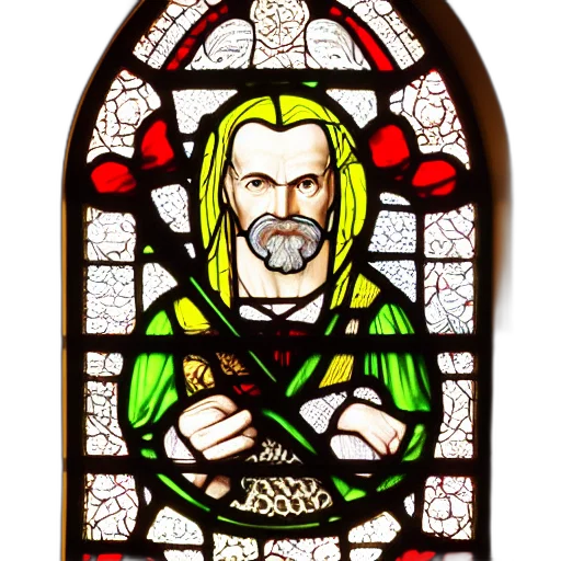 medieval, stained, glass, window, detailed, side, view, portrait transparent PNG cut-out