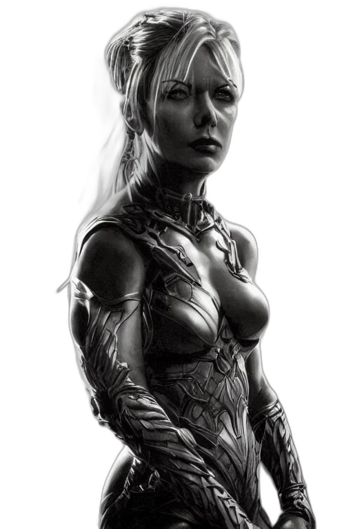 robot, dress, face, comic book art, concept art, fantasy art, photorealistic, portrait transparent PNG cut-out