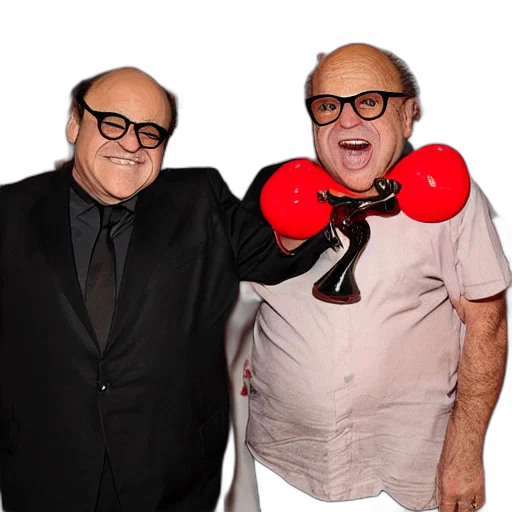 shoes, jacket, weapon, staff, danny, devito, red, horns transparent PNG cut-out