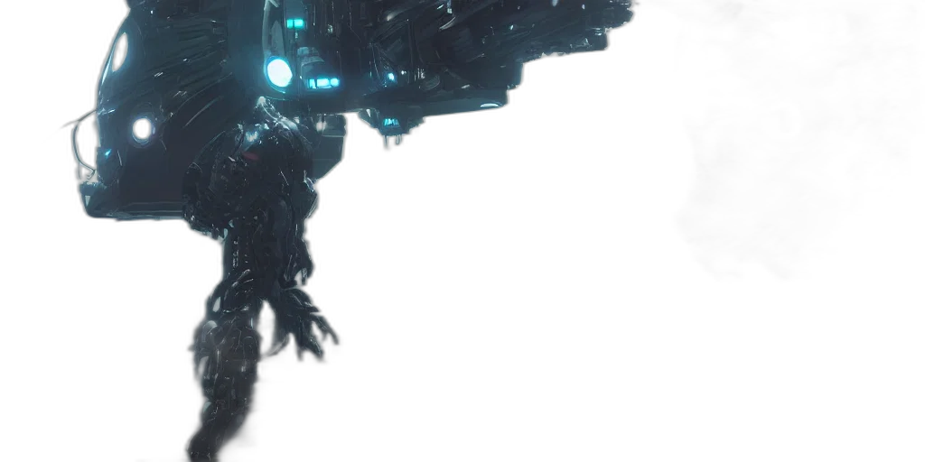 robot, creature, dragon, weapon, concept art, 3d render, cyberpunk, outer space transparent PNG cut-out
