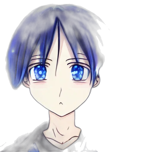 face, staff, robot, anime, cartoon, photorealistic, watercolor, blue transparent PNG cut-out