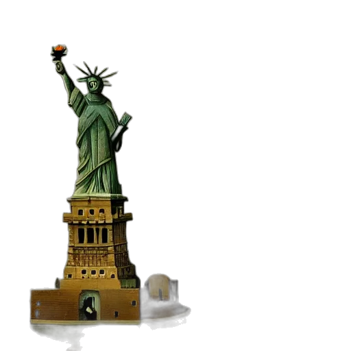3d render, concept art, photorealistic, painting, hieronymus, bosch, statue, liberty transparent PNG cut-out