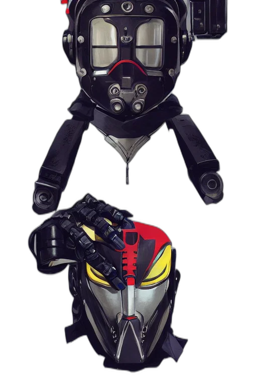 robot, mask, jacket, concept art transparent PNG cut-out