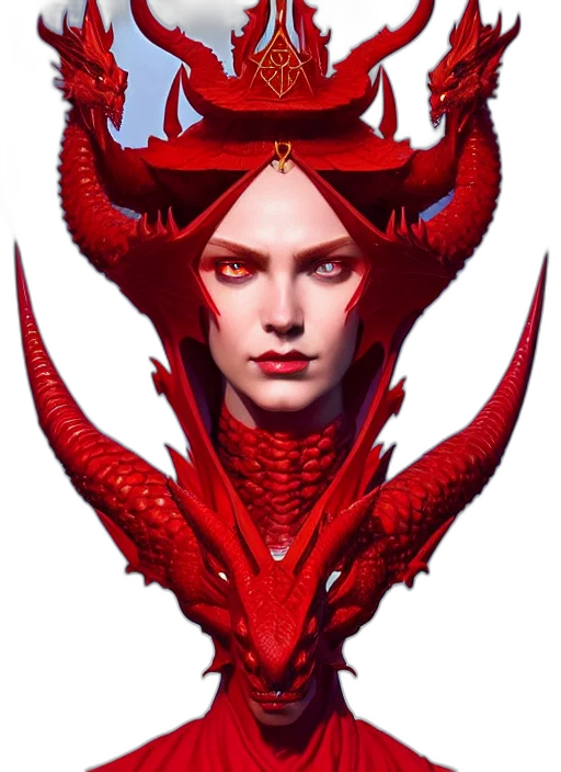 dragon, crown, face, mask, fantasy art, concept art, pixel art, photorealistic transparent PNG cut-out