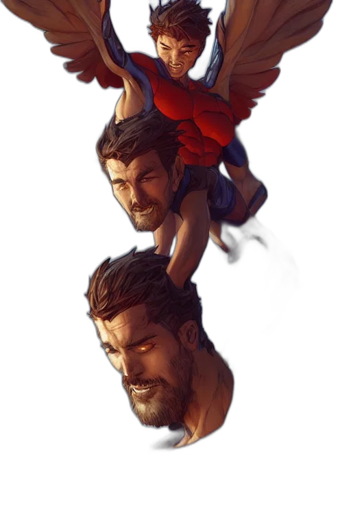 face, concept art, comic book art, fantasy art, pixel art, red, character, art transparent PNG cut-out