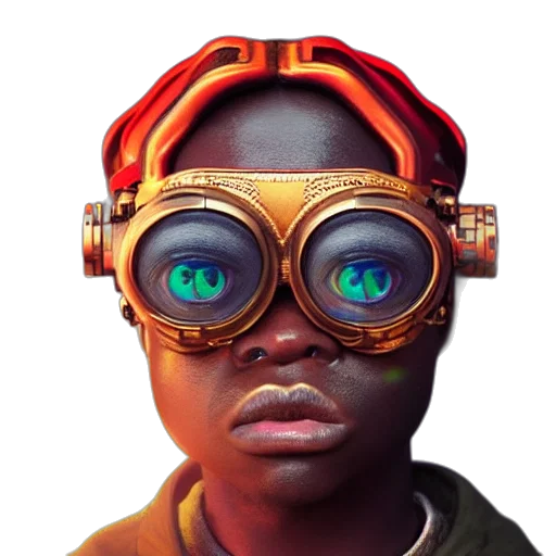 mask, face, robot, animal, concept art, cyberpunk, 3d render, comic book art transparent PNG cut-out