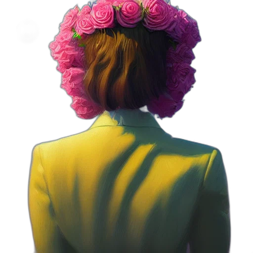 flower, crown, dress, jacket, photorealistic, concept art, oil painting, watercolor transparent PNG cut-out