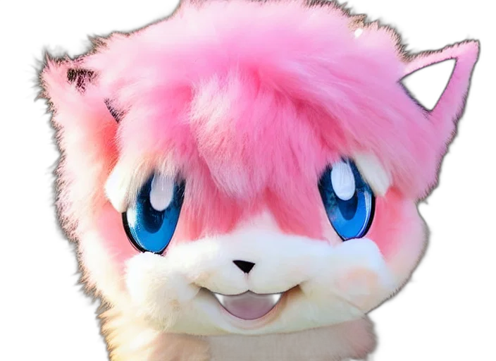 hair, animal, creature, staff, 3d render, vaporwave, anime, photorealistic transparent PNG cut-out