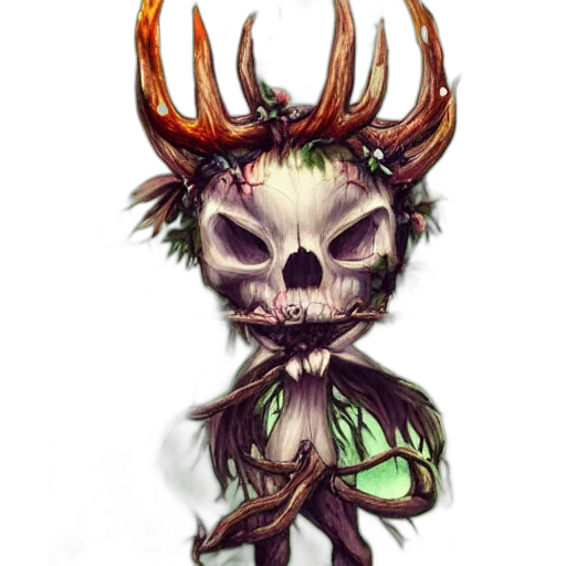 creature, mask, crown, staff transparent PNG cut-out