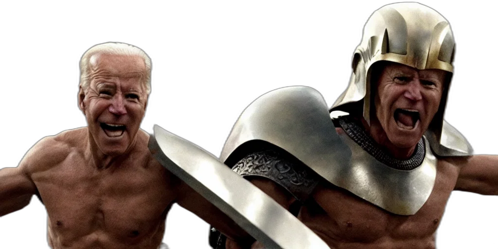 3d render, concept art, film, still, joe, biden, spartan, warrior transparent PNG cut-out