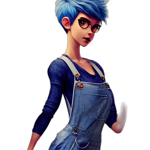 dress, staff, jacket, concept art, 3d render, cartoon, fantasy art, blue transparent PNG cut-out