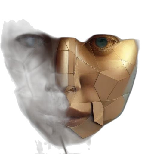 mask, face, robot, jewelry, 3d render, photorealistic, concept art, fantasy art transparent PNG cut-out