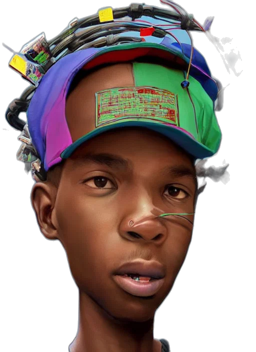 face, hat, crown, robot, photorealistic, concept art, 3d render, cartoon transparent PNG cut-out