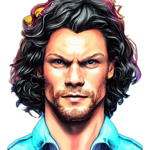 face, hair, photorealistic, comic book art transparent PNG cut-out