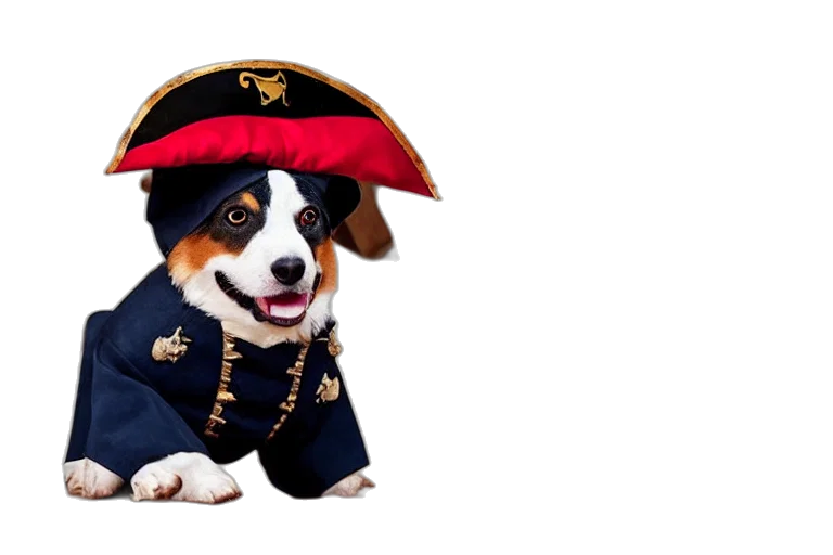 hat, jacket, staff, animal, photorealistic, beauty, corgy, dressing transparent PNG cut-out