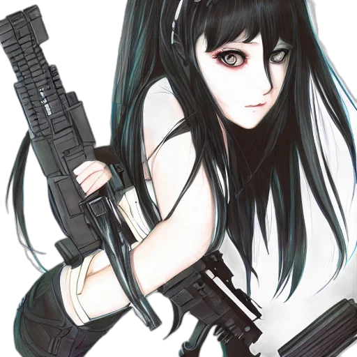 weapon, anime, cyberpunk, comic book art transparent PNG cut-out