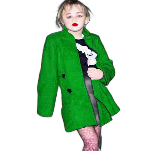 jacket, dress, photorealistic, 3d render, concept art, green, little, girl transparent PNG cut-out