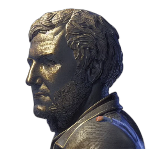 face, crown, staff, jacket, 3d render, photorealistic, concept art, portrait transparent PNG cut-out