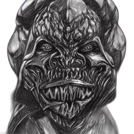 mask, creature, face, dragon, pencil sketch, concept art, photorealistic, comic book art transparent PNG cut-out
