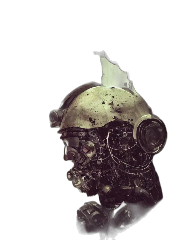 mask, robot, face, crown, concept art, cyberpunk, fantasy art, 3d render transparent PNG cut-out