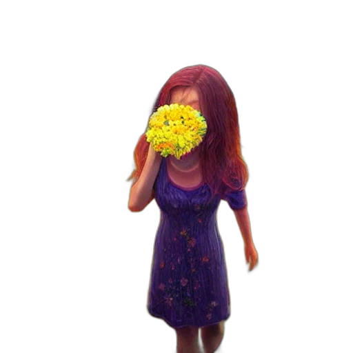 dress, flower, mask, 3d render transparent PNG cut-out