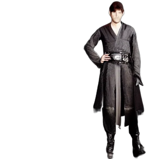 jacket, staff, concept art, photorealistic, 3d render, monochrome, dark, fashion transparent PNG cut-out