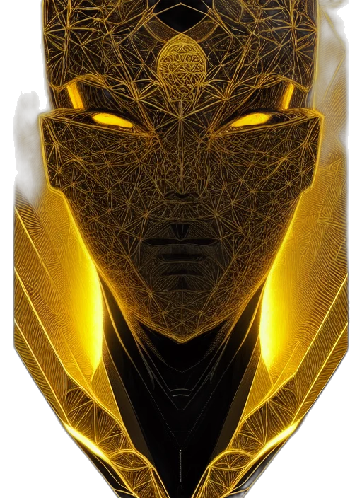 mask, face, dragon, comic book art, concept art, fantasy art, cyberpunk, golden transparent PNG cut-out