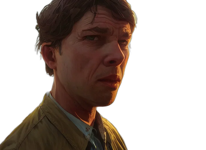 face, jacket, staff, weapon, concept art, photorealistic, comic book art, oil painting transparent PNG cut-out