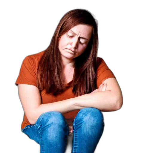 sad, woman, brown, hair transparent PNG cut-out