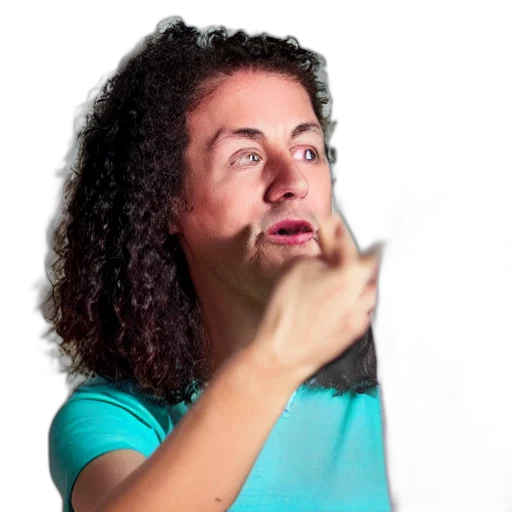 face, hair, staff, creature, photorealistic, 3d render, vaporwave, fartologist transparent PNG cut-out