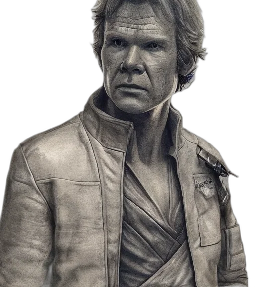 jacket, face, staff, photorealistic, concept art, comic book art, 3d render, han transparent PNG cut-out