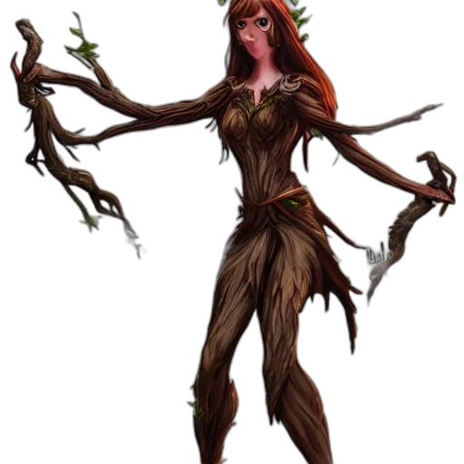 staff, creature, concept art, fantasy art, pixel art, comic book art, earth tones, female transparent PNG cut-out