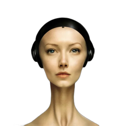 face, hat, robot, jewelry, photorealistic, 3d render, concept art, fantasy art transparent PNG cut-out
