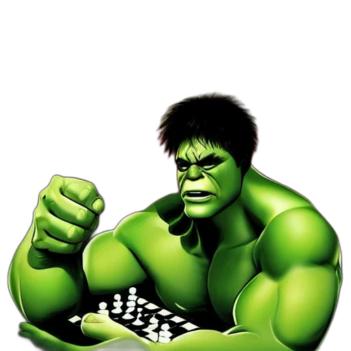 animal, comic book art, 3d render, photorealistic, pixel art, hulk, playing, chess transparent PNG cut-out