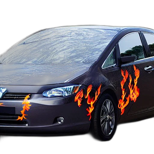 car, photorealistic, 3d render, concept art, fire, cool, flame, pattern transparent PNG cut-out