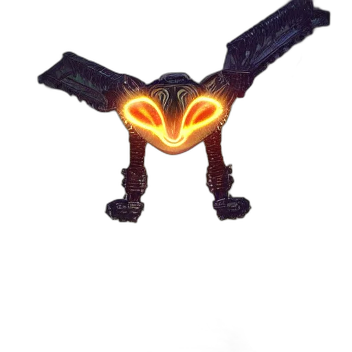 robot, mask, creature, weapon, concept art, 3d render, pixel art, fantasy art transparent PNG cut-out