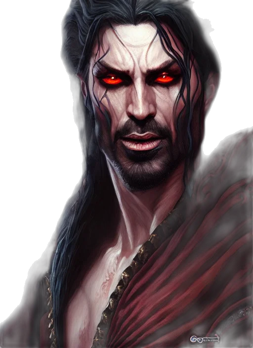 face, fantasy art, concept art, comic book art, photorealistic, red, dark, fantasy transparent PNG cut-out
